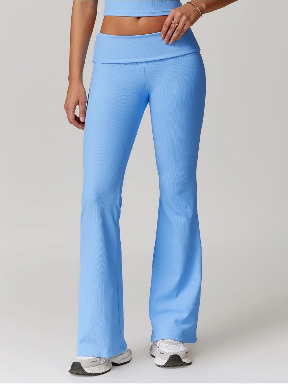 Yogalicious Sky Blue Ribbed Flare Leggings